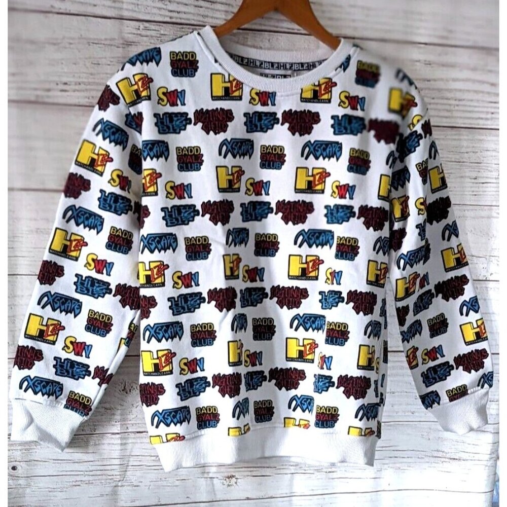 Hlzblz Women's Sweatshirt Pullover Crew Neck Fleeced Long Sleeves Pockets Size M